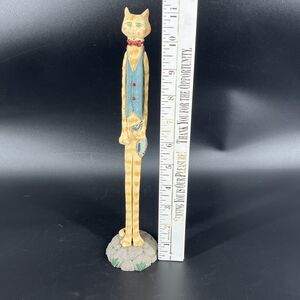 Jim Shore Tabby Cat Skinny Figurine Resin 1991 Vintage Folk Art 12” Tall Rare
